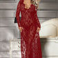 Long Lace V Neck Gown