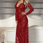 Long Lace V Neck Gown