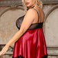 Plus Size Satin and Lace Babydoll