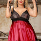 Plus Size Satin and Lace Babydoll