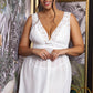 Plus size deep V mesh babydoll lingerie in white, featuring sheer fabric and delicate straps for a sexy, elegant look.