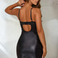 Black Faux Leather and Lace Chemise