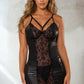 Black Faux Leather and Lace Chemise