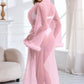 Sexy Mesh and Faux Fur Trim Robe