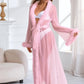 Sexy Mesh and Faux Fur Trim Robe