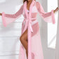 Sexy Mesh and Faux Fur Trim Robe