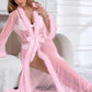 Sexy Mesh and Faux Fur Trim Robe
