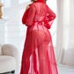 Sexy Mesh and Faux Fur Trim Robe