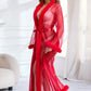 Sexy Mesh and Faux Fur Trim Robe