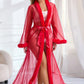 Sexy Mesh and Faux Fur Trim Robe