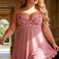 Plus Size Pink Babydoll Set