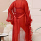 Long Mesh Robe with Ruffles
