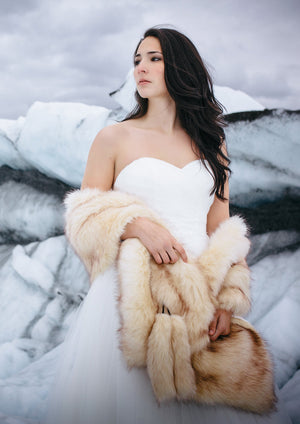 Champagne Faux Fur Shawl (Lilian Cha03)