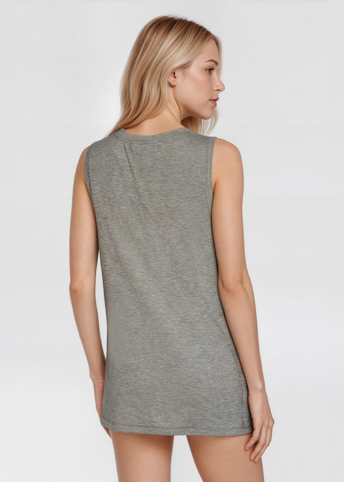 Trophy Yoga relaxed fit tank top, made in USA, shown in a simple front view