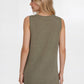 Trophy Yoga relaxed fit tank top made in USA, front view in soft gray fabric