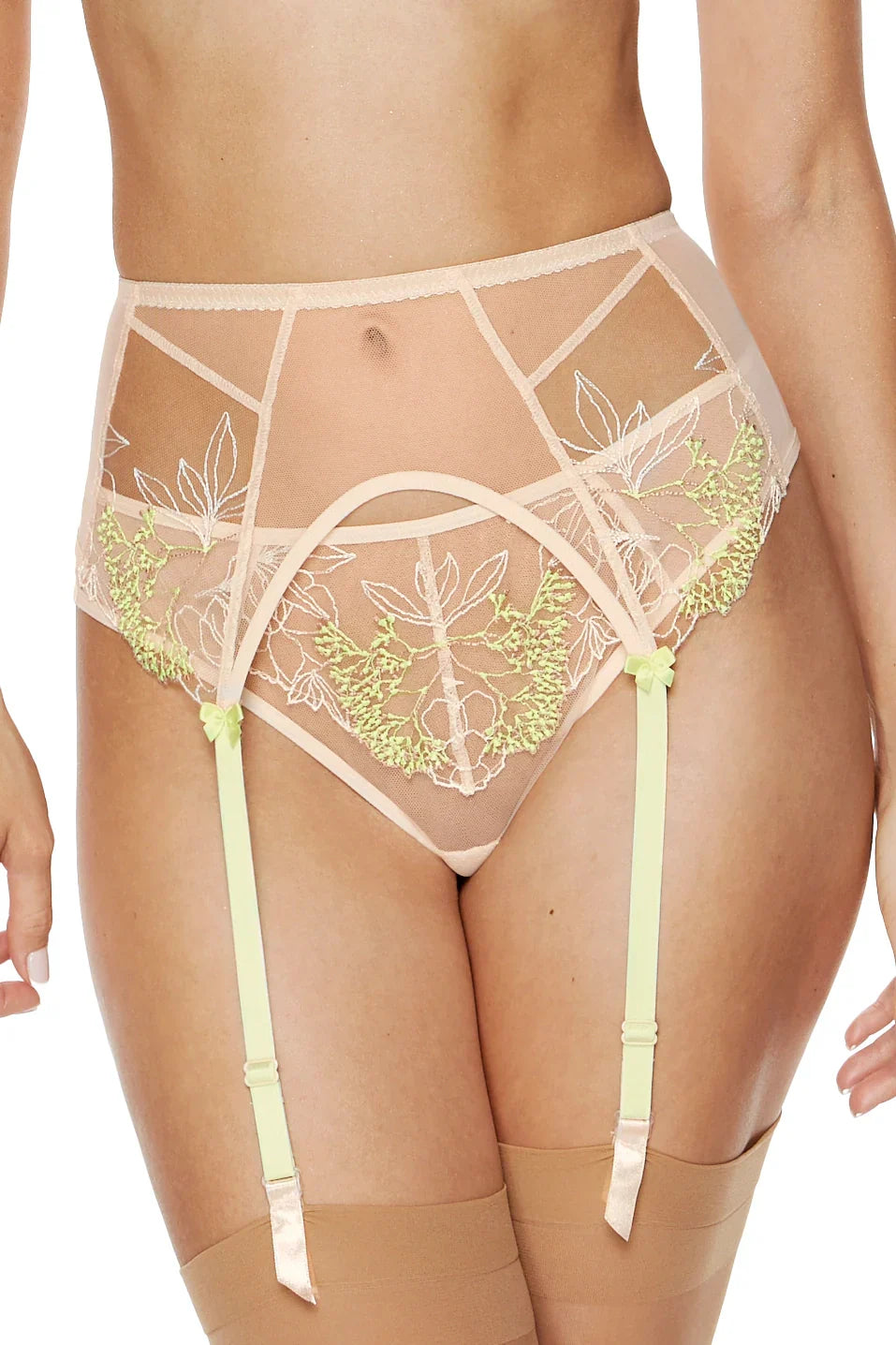 Gorteks Soleil Sheer Mesh Embroidered Garter Belt-0