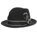 Stacy Adams Macon wool fedora hat in black, three-quarter view