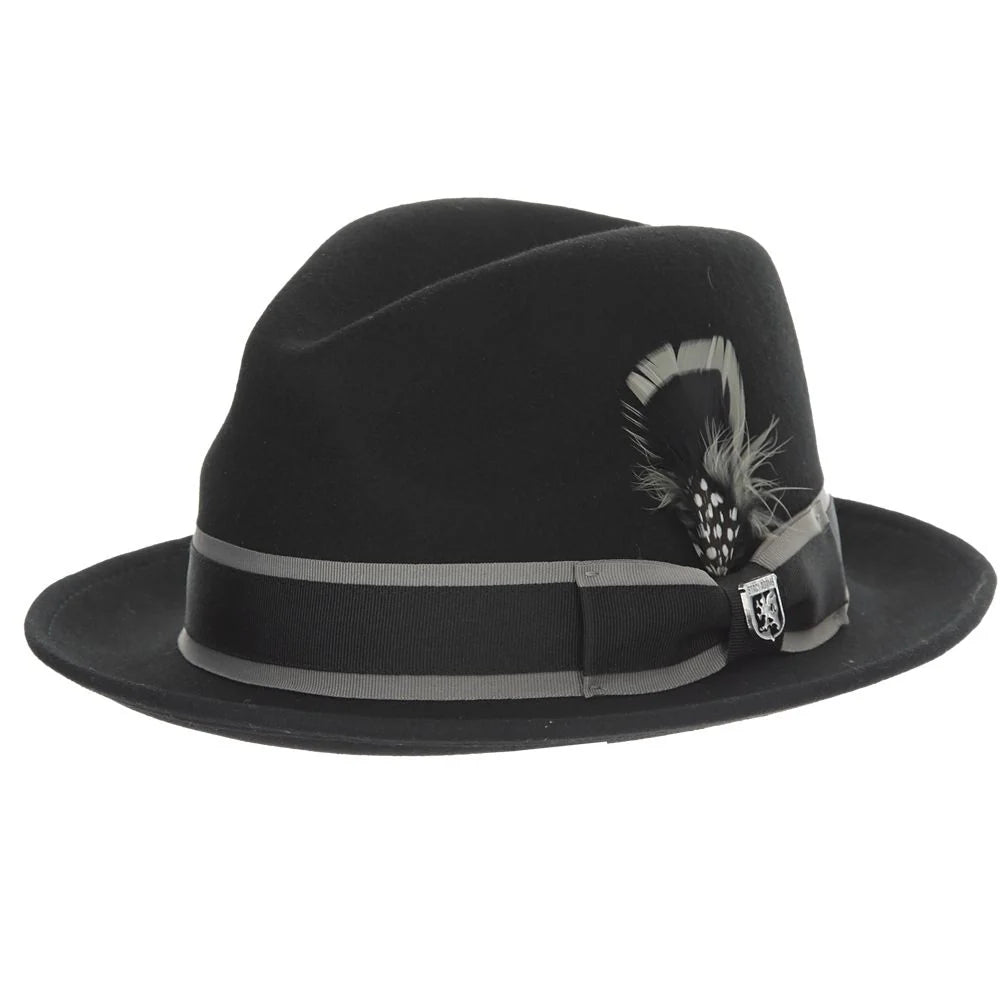 Stacy Adams Macon wool fedora hat in black, three-quarter view