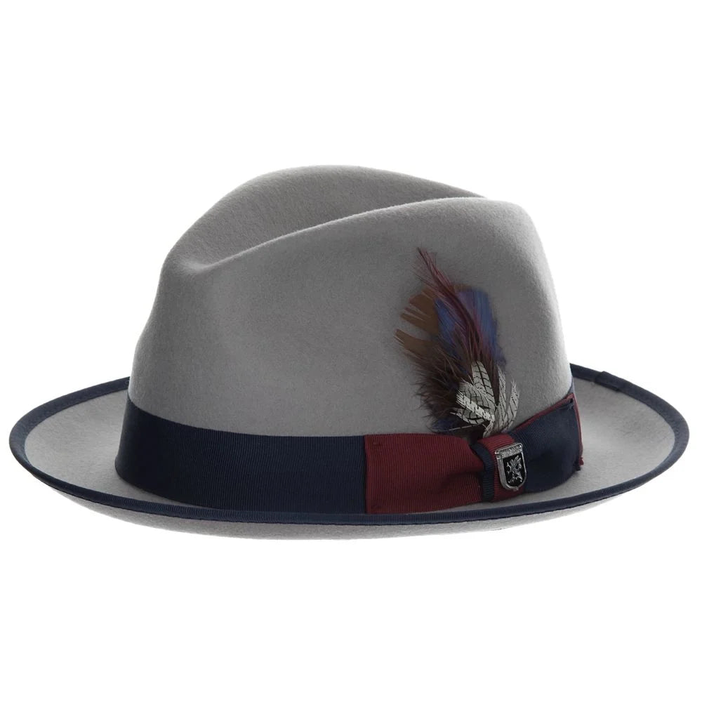 Stacy Adams Evren wool fedora hat in grey, three-quarter view by HatCountry