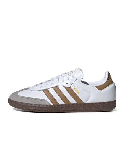 Adidas Men's Samba OG white sneakers with gum sole, side view