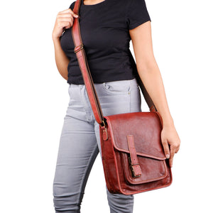 Classy Leather Bags The Salford Crossbody messenger bag with a sleek satchel design, featuring adjustable strap and leather finish.