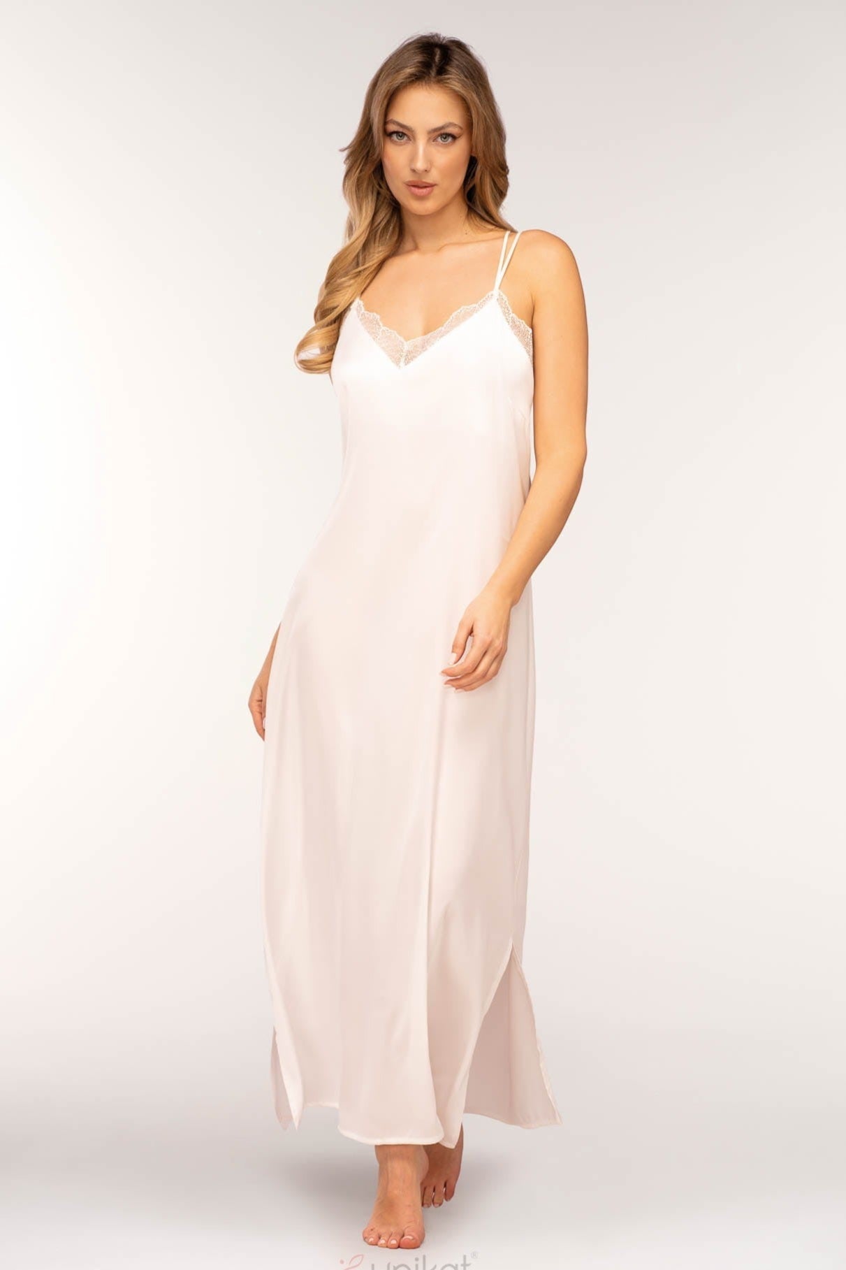 Satin Double-Strap Lace-Trim Slip Ginny-0