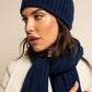 Napoli (navy blue) - Italian 100% cashmere ribbed scarf (unisex)