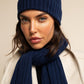 Napoli (navy blue) - Italian 100% cashmere ribbed scarf (unisex)