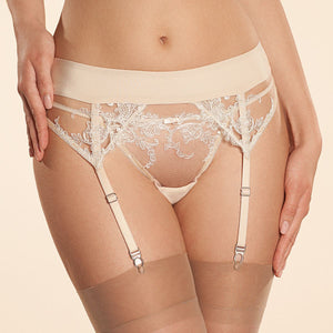 Sexy Sheer Lace Satin Garter Belt Ajour Scherzo-0