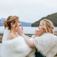 Blush with Black Tips Faux Fur Wrap (Serena Blu02)