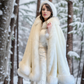 Super Warm Faux Fur Bridal Cape, Christmas Fur Cape, Wedding Fur Wrap, Bridal Faux Fur Stole Fur Shawl (OSJennifer Wht01)