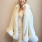 Super Warm Faux Fur Bridal Cape, Christmas Fur Cape, Wedding Fur Wrap, Bridal Faux Fur Stole Fur Shawl (OSJennifer Wht01)