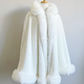Super Warm Faux Fur Bridal Cape, Christmas Fur Cape, Wedding Fur Wrap, Bridal Faux Fur Stole Fur Shawl (OSJennifer Wht01)