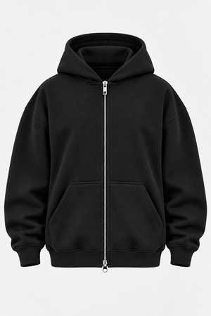 Double-Zip Hoodie Black