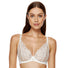 Lavinia Gorteks Cherie sheer deep plunge floral bra in cream, featuring delicate floral lace and supportive design.