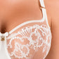Samanta Perla Ivory Sheer Mesh Embroidered Underwire Bra