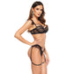Beauty Night Crystal Sheer Cage Bra & Sexy String Garter Set-1
