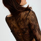 Blush Serene Black Sheer Eyelash Lace Crop Top