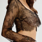 Blush Serene Black Sheer Eyelash Lace Crop Top