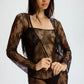 Blush Serene Black Sheer Eyelash Lace Crop Top