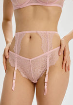 Sheer Eyelash Lace Garter Belt Blush Iris-0