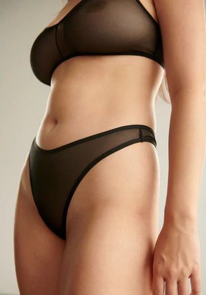 Blush The Mesh Black Sheer High Leg Thong Panty-1