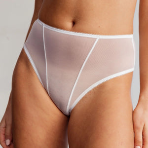 Blush Astrid White Sheer High-Waist Brief Panty-0
