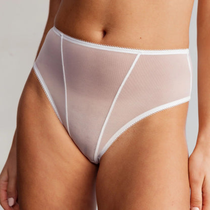 Blush Astrid White Sheer High-Waist Brief Panty-0