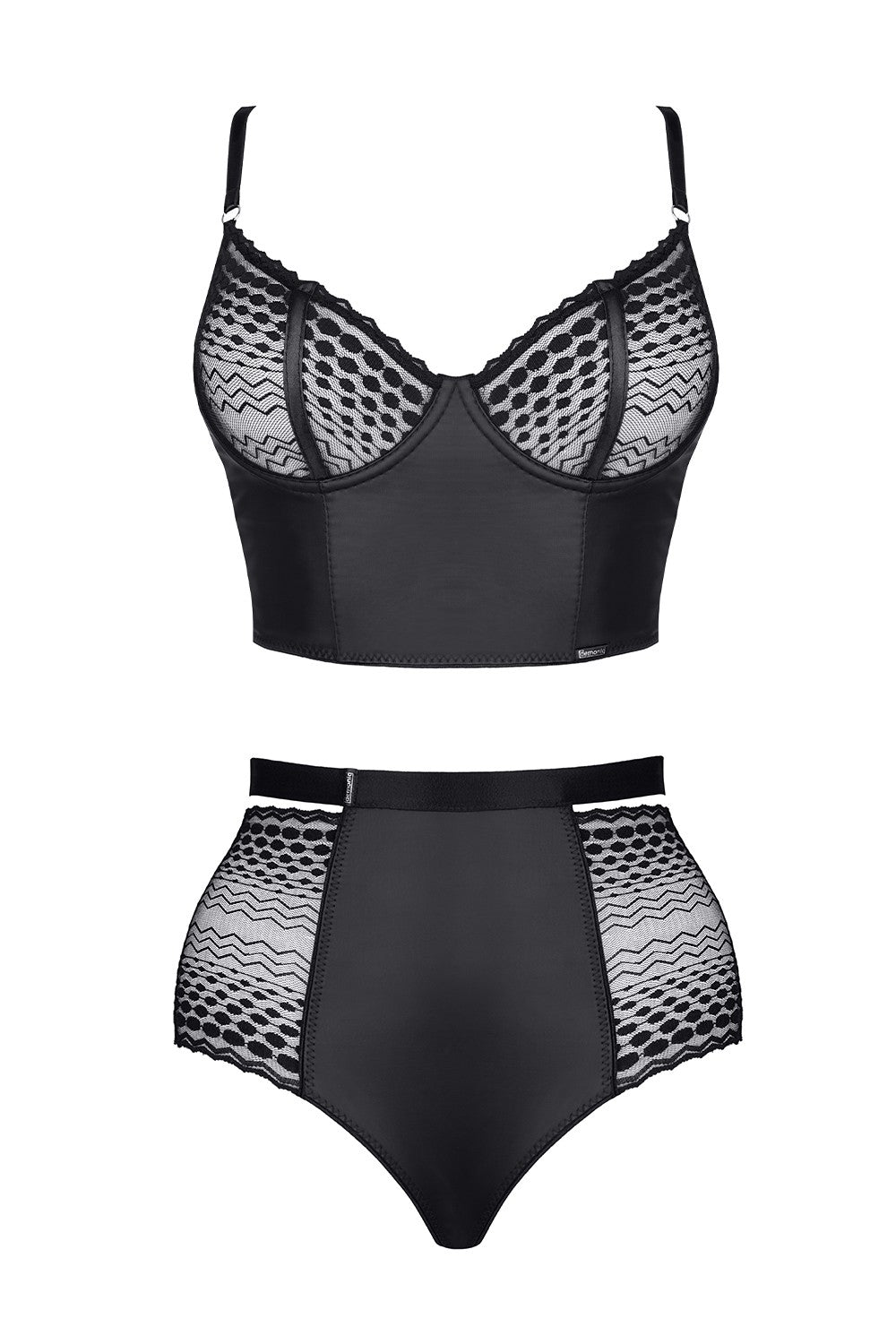 Demoniq Yessenia Sheer Lace Longline Bra & High Waist Briefs-3