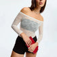 Blush Cascade White Sheer Lace Off-the-Shoulder Bodysuit