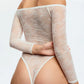 Blush Cascade White Sheer Lace Off-the-Shoulder Bodysuit