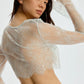 Blush Serene Mint Sheer Eyelash Lace Crop Top