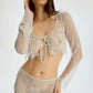 Blush Serene Mint Sheer Eyelash Lace Crop Top