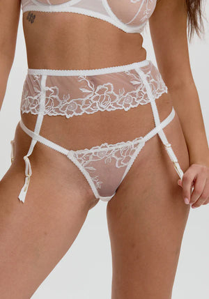 Sheer Mesh Embroidered Garter Belt Blush Enchant White-0